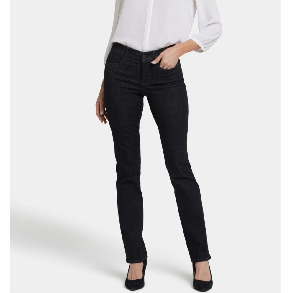 NYDJ Black Straight Leg Jeans Sleek and Versatile.  33" length